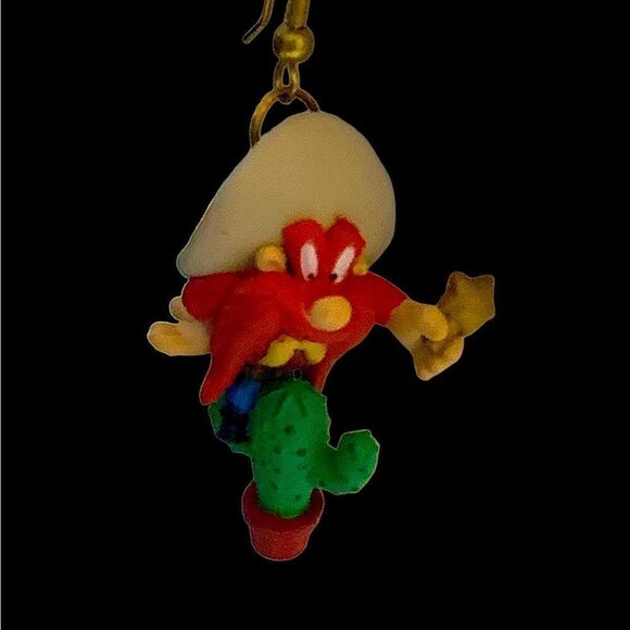 Vintage Looney Toons 1995 Yosemite Sam earrings pierced fun fun fun - Picture 2 of 5